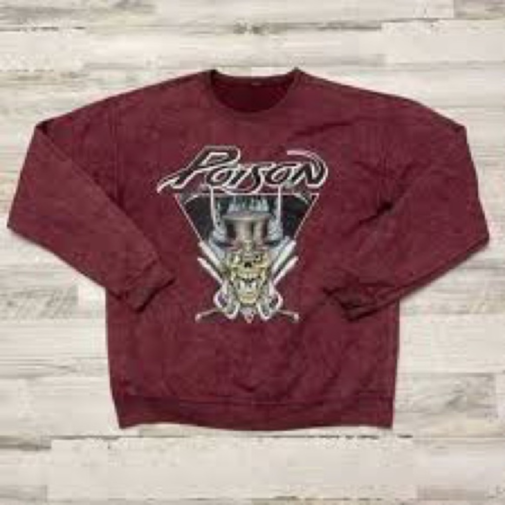 CLASSIC POISON PULLOVER BURGUNDY SKULL SWEATSHIRT | M/L